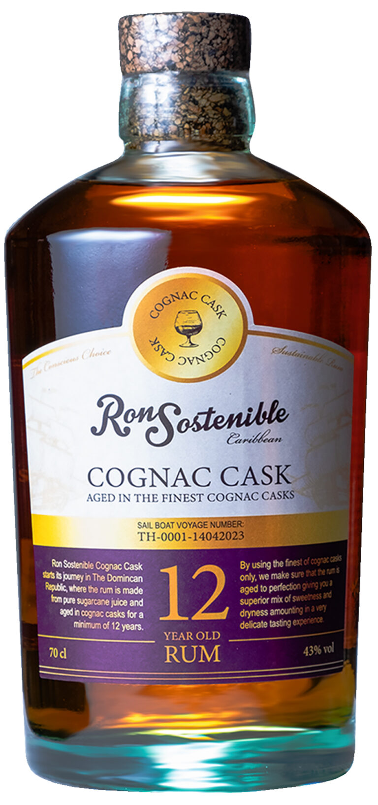 - RON SOSTENIBLE 12YO Cognac Cask 43% A Clean Spirit