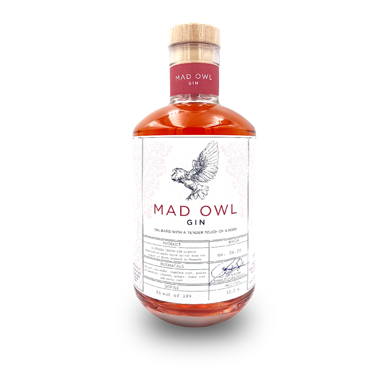 Mad Owl Gin Likør Rhubarb 32%, 50 cl.