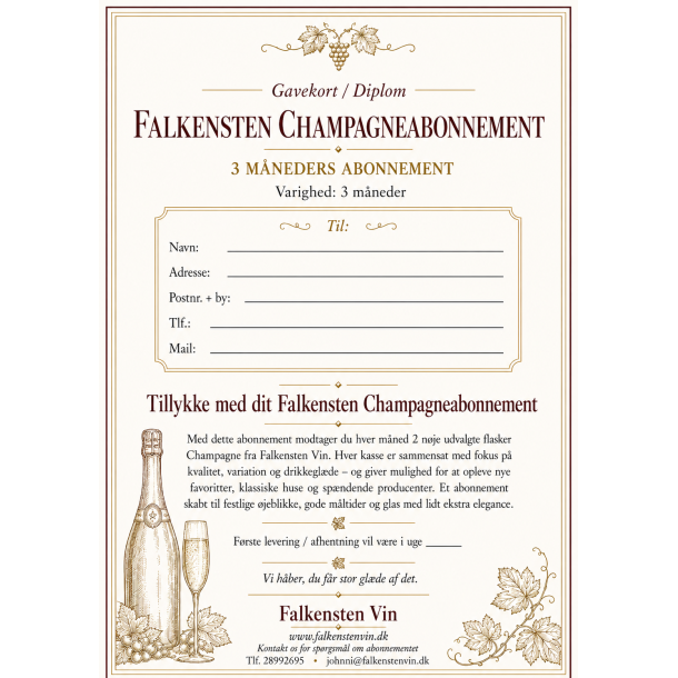 Falkensten Champagneabonnement - 3 m�neder