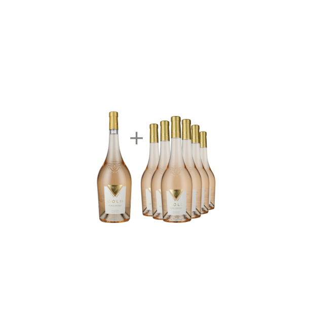 Smagekasse 6 flasker "Gold" Ros + Gratis Magnum