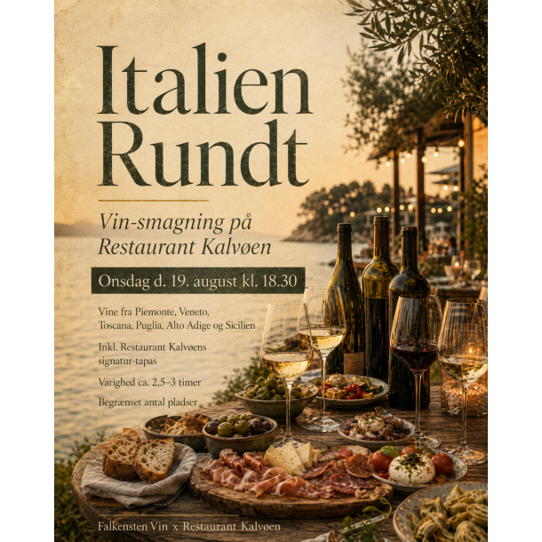 Italien Rundt Vinsmagning p� Restaurant Kalv� d. 19/8 kl. 18:30