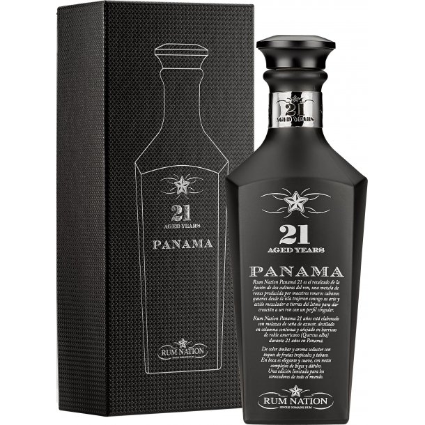 Rum Nation Panama 21 �r Black Decanter rom 43% 70.cl