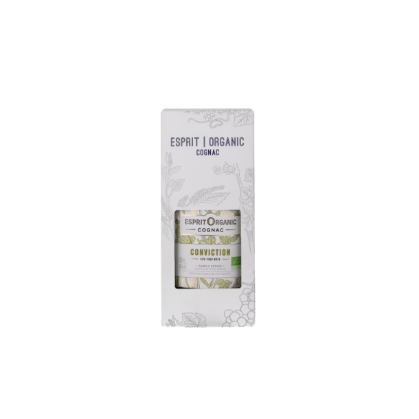 COGNAC CONVICTION VSOP GB �KO 40% Esprit Organic, Maison des Pierres Gift Box, Fins Bois
