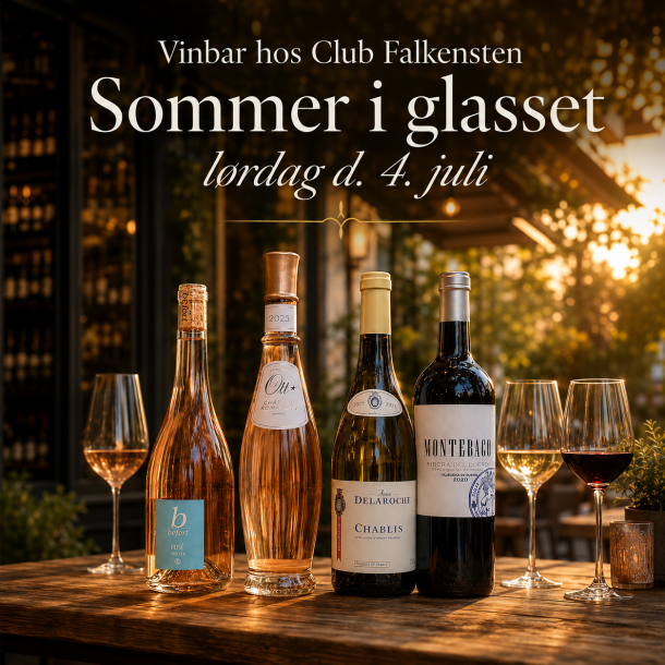 Vinbar hos Club Falkensten - Sommer i glasset - l�rdag d. 4. juli kl. 19:00 - 21:00