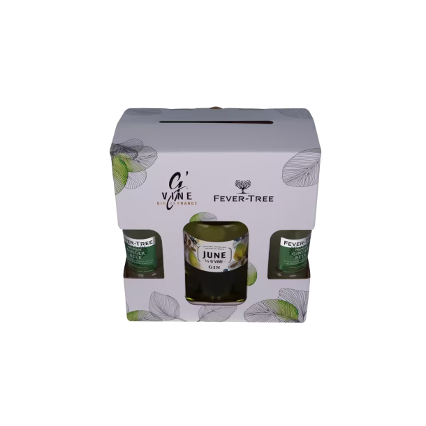JUNE PEAR SHARE THE SPIRIT GIFTBOX 37,5% June Pear, Fever Tree Ginger Beer Maison Villevert gavekasse