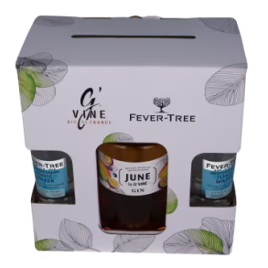 JUNE MANGO PASSION SHARE THE SPIRIT GIFTBOX 37,5% June Mango Passion, Fever Tree Mediterr. Maison Villevert gavekasse