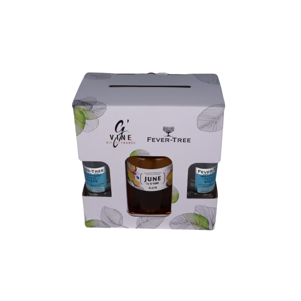 JUNE MANGO PASSION SHARE THE SPIRIT GIFTBOX 37,5% June Mango Passion, Fever Tree Mediterr. Maison Villevert gavekasse